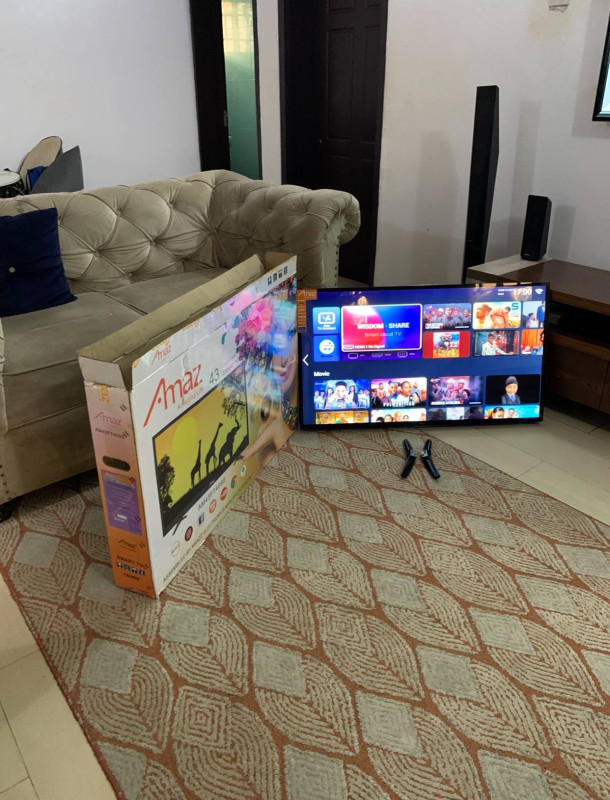 V.Clean Amaz 43Inches Dual Glass 4k Smart Frameless Tv With Pack [ Product Code >> 0392 ]