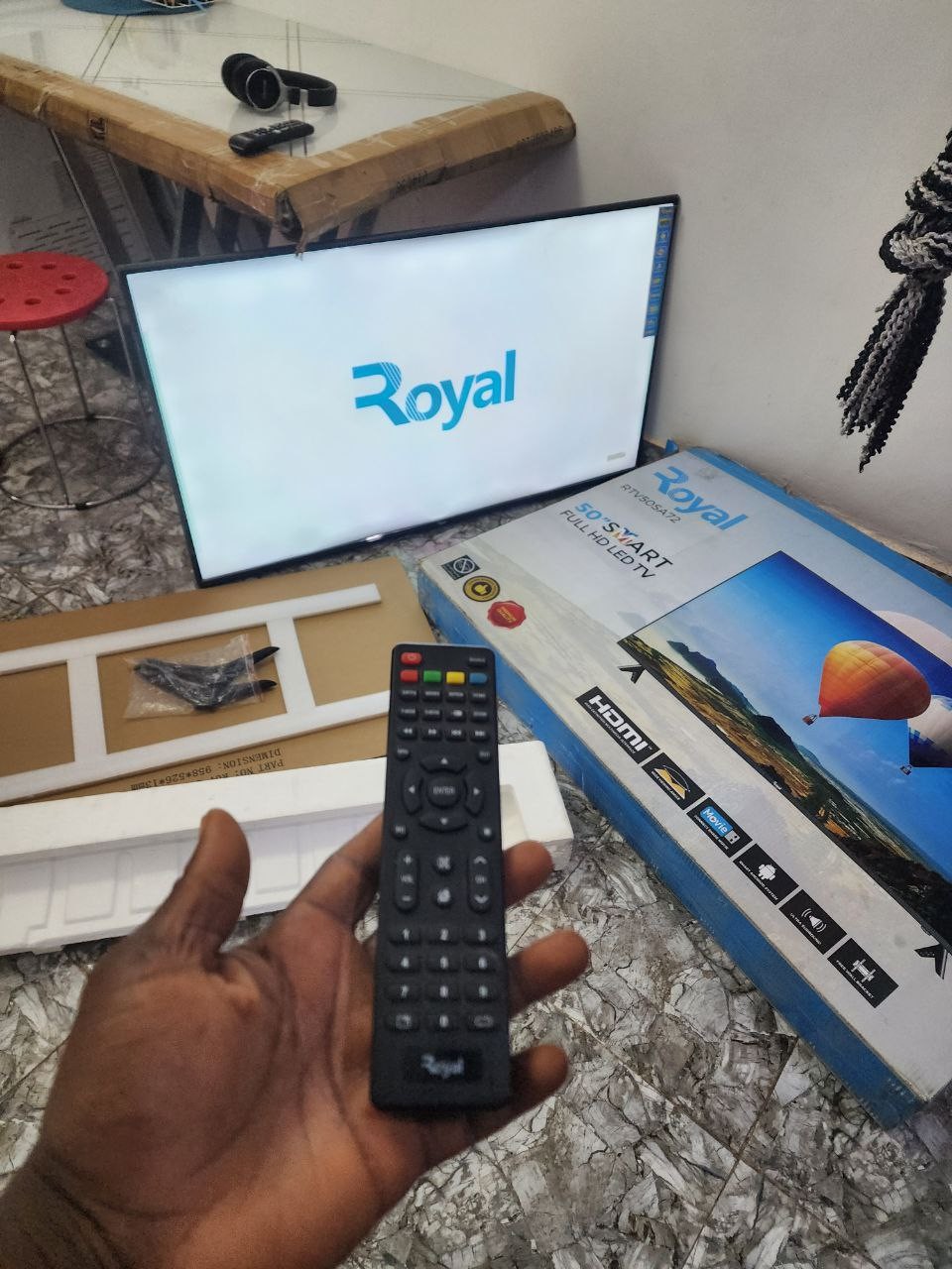 50-inches Royal Frameless Smart Tv With carton and accessories