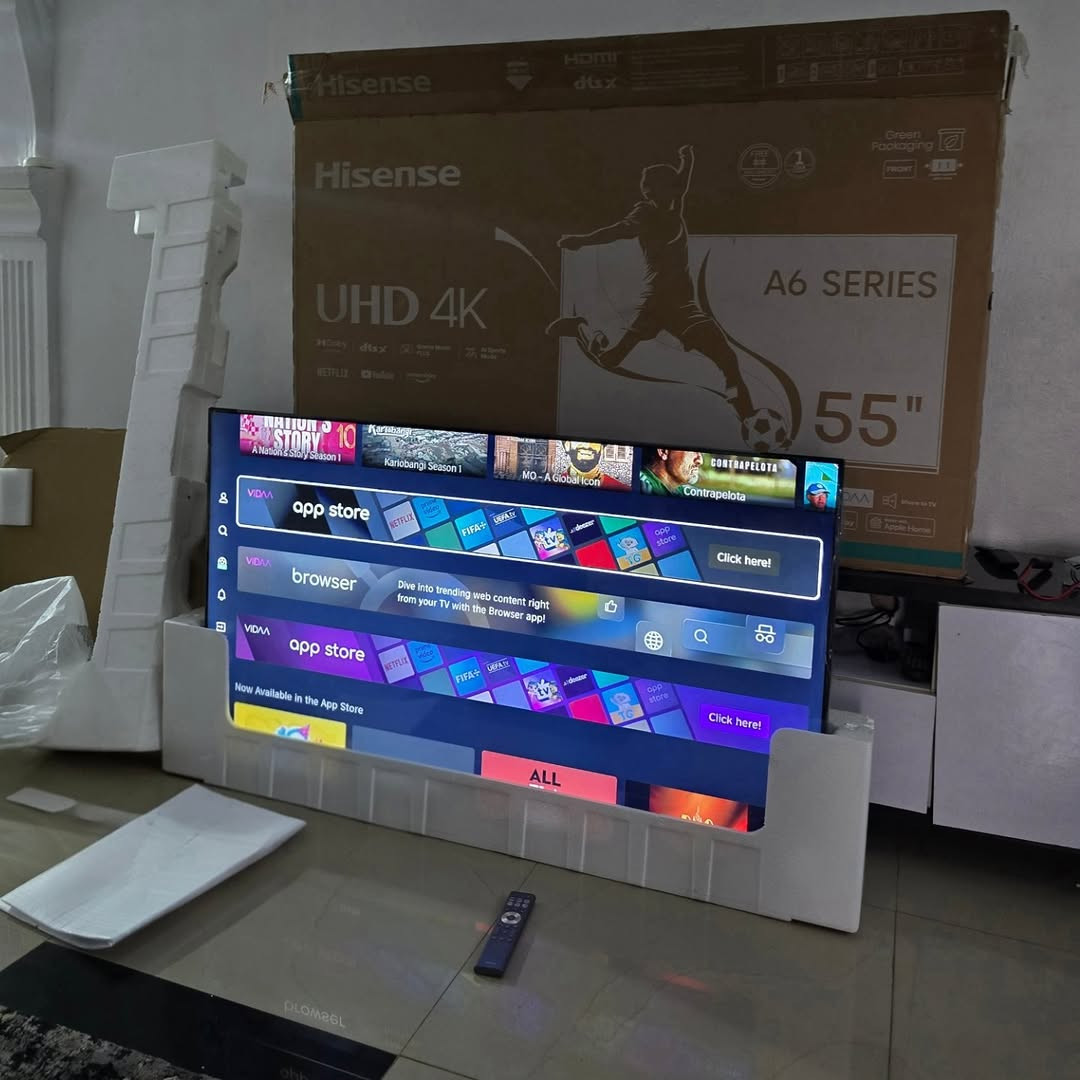 One month used 2024 model 55-inches Hisense Smart TV with carton remote and Tv stand
