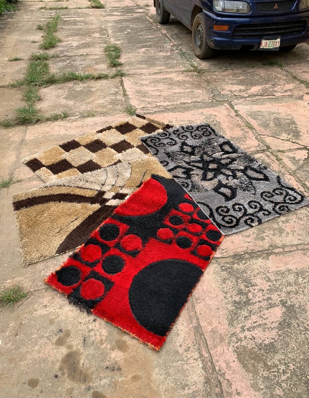 V.Clean 80 X 120 Turkish Red, Simli Fume/Simli Gri & Brown Color Center Rug For-Sale