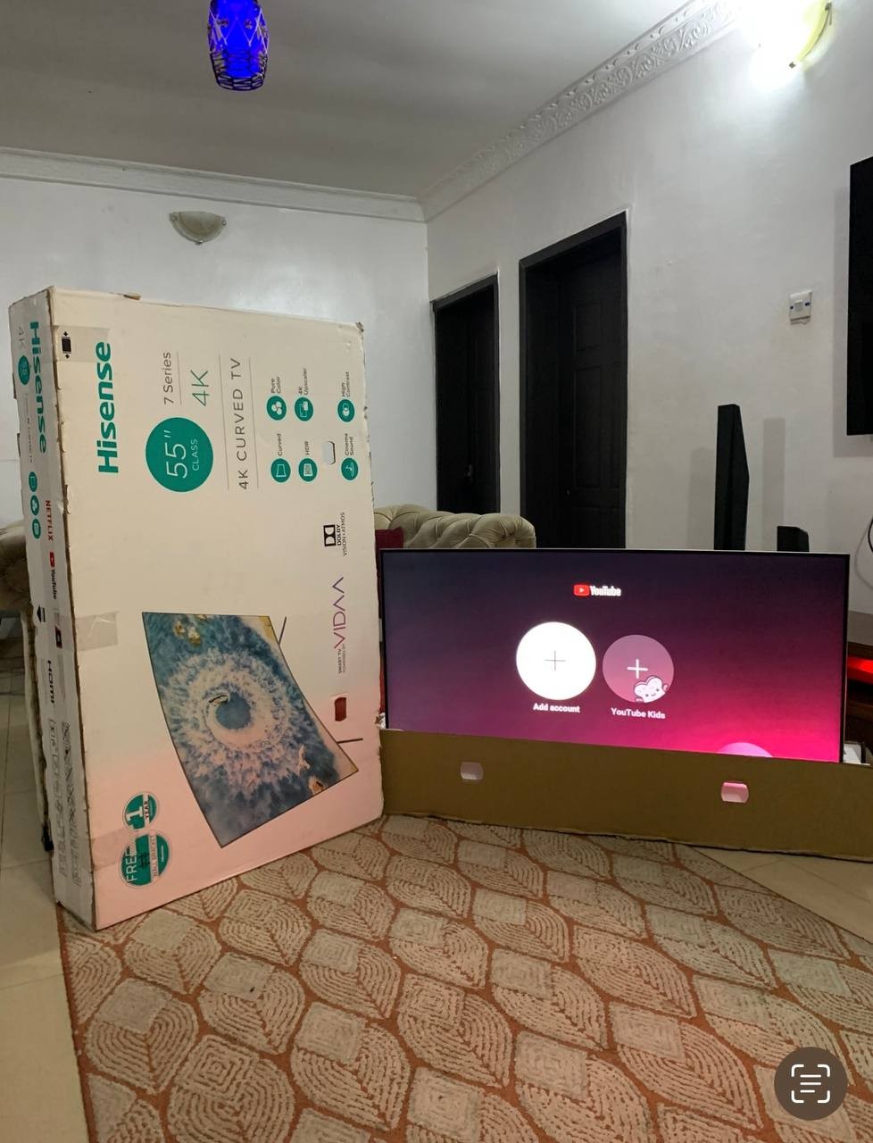❌❌SOLD-OUT❌❌ V.Clean 2Months Used Bluetooth 55inches Hisense Curved Screen Series 7 4k Smart Tv With Pack with every Accessories For-Sale