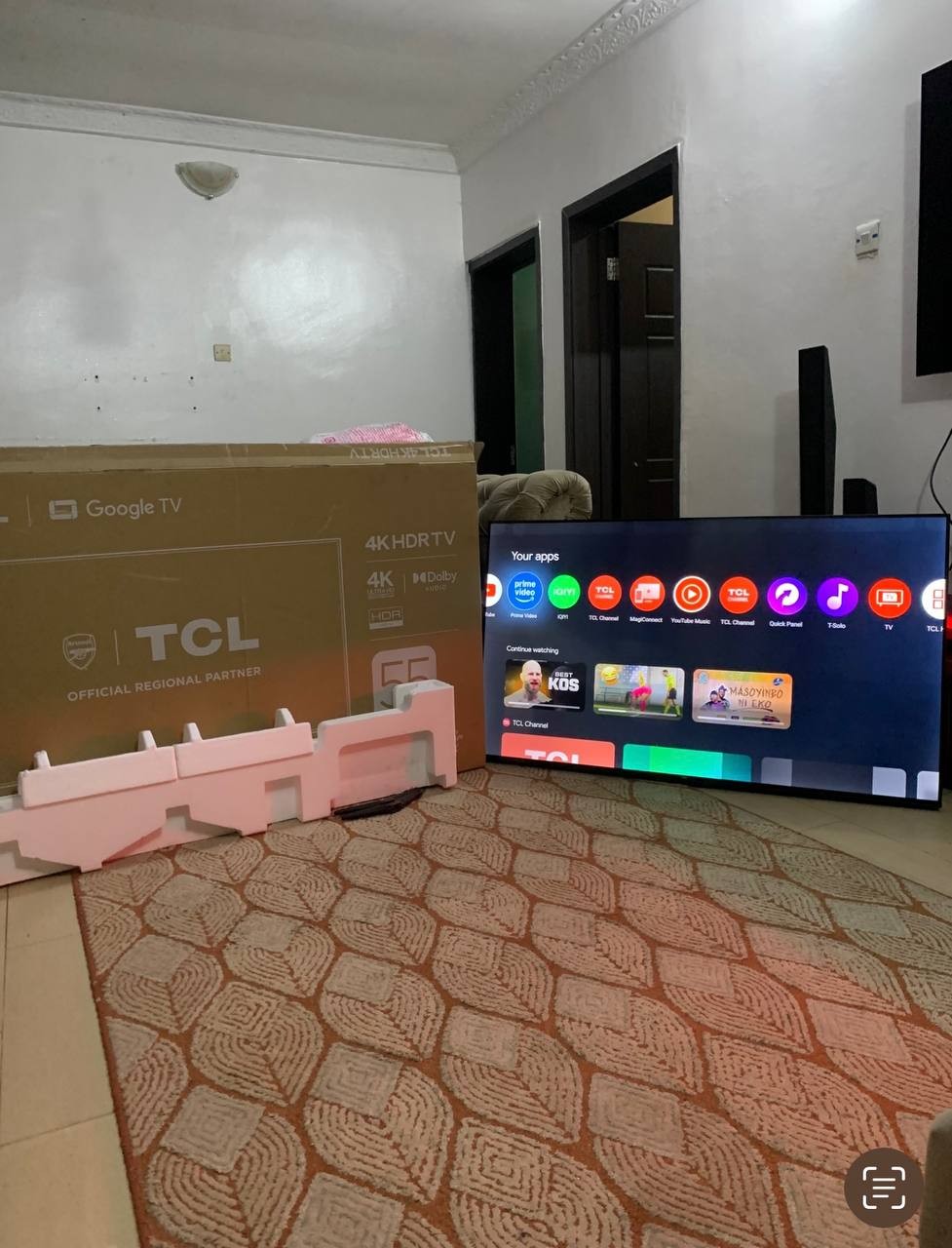 V.Clean 3Weeks Used, TCL 55″ Inch LED UHD 4K Android, Frameless Smart TV With Box (55P635) For-Sale