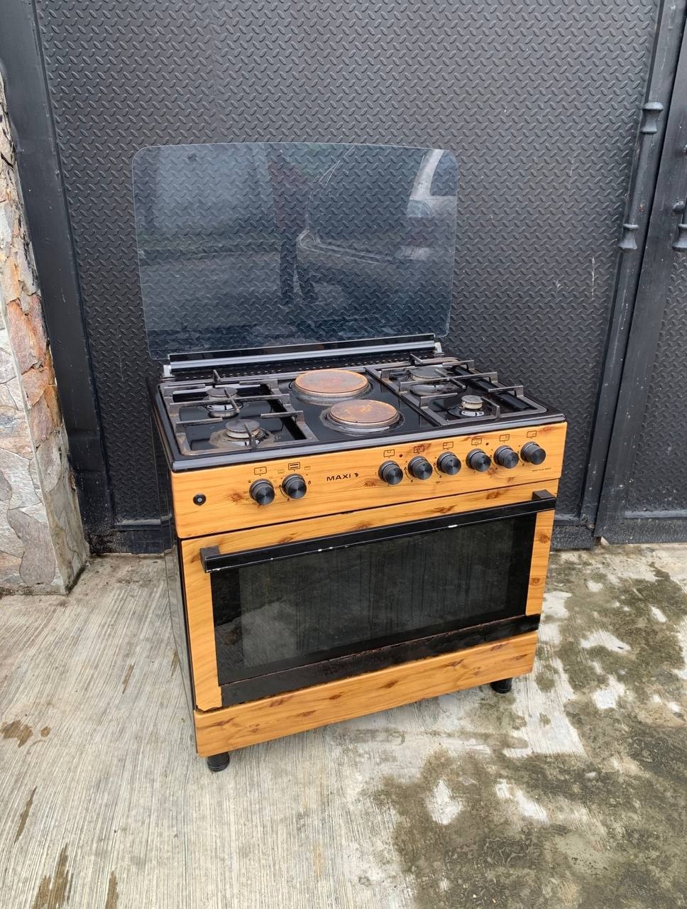 Clean Maxi Gas Cooker 60x90 CM (4+2) Burners Wood (TR) For-Sale