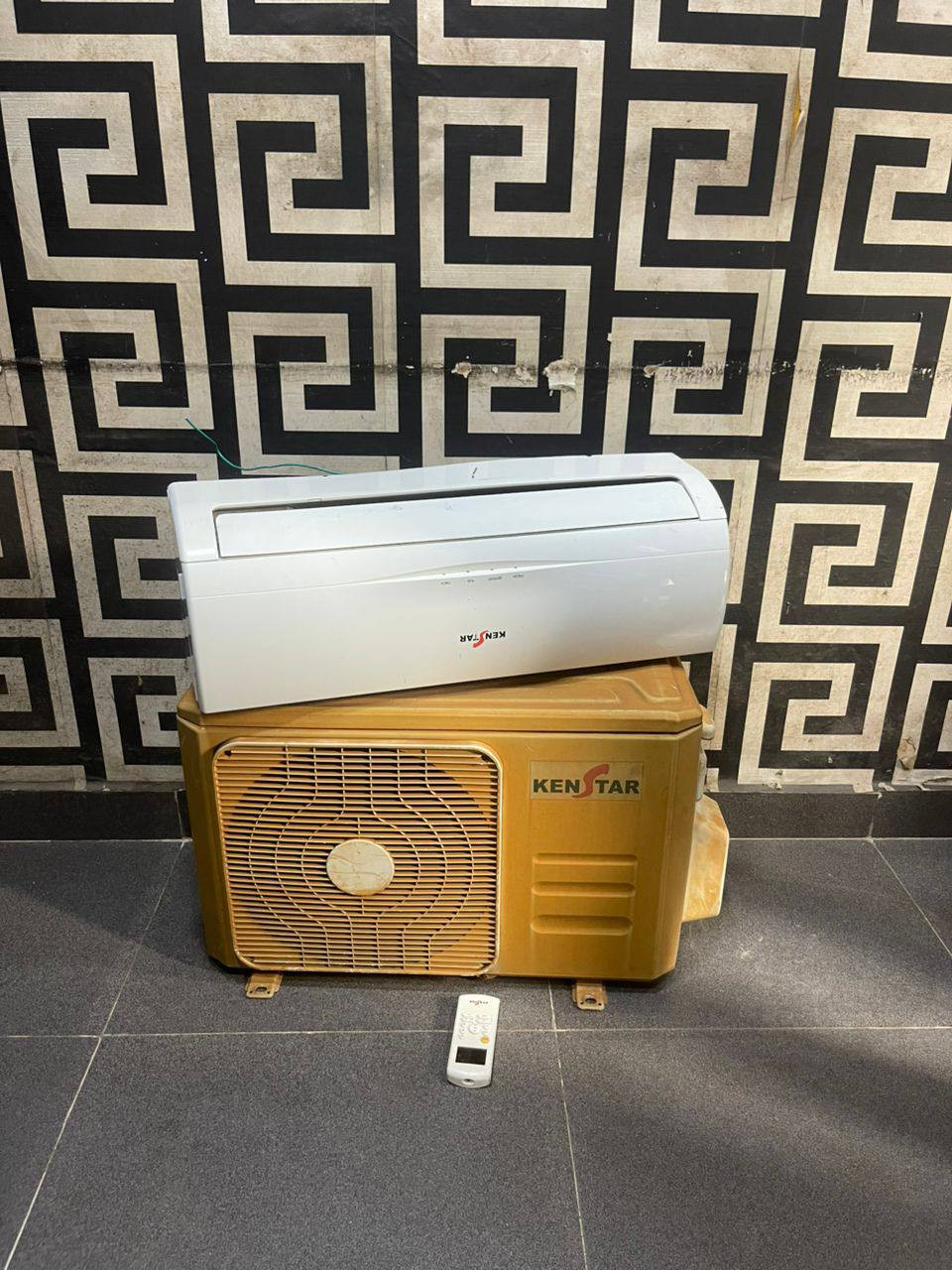 Clean Offwhite and Gold 1Hp Kenstar Air-Conditioner With Already Filled Gas For-Sale