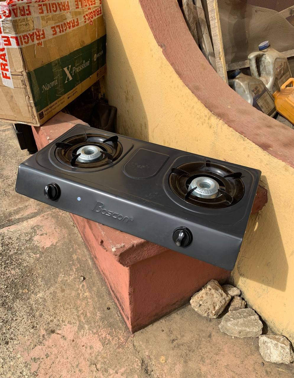 Awoof Brand New Boscon Table Top Double Burner Gas Cooker With Auto Ignition For-Sale  [ Product Code >> 0286 ]